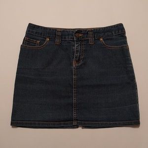 Tommy Hilfiger denim skirt and Izod sweater